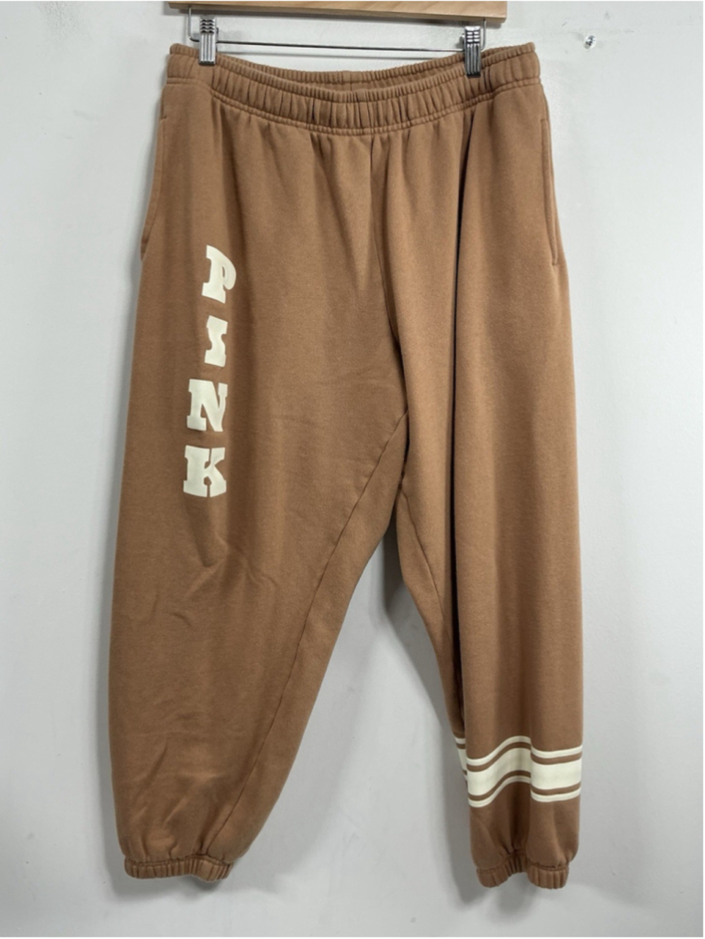 Womans Pink Pullon Sweat Pants Large Mauve Elastic Waist & Ankle Waist 30 Inch - Picture 1 of 5